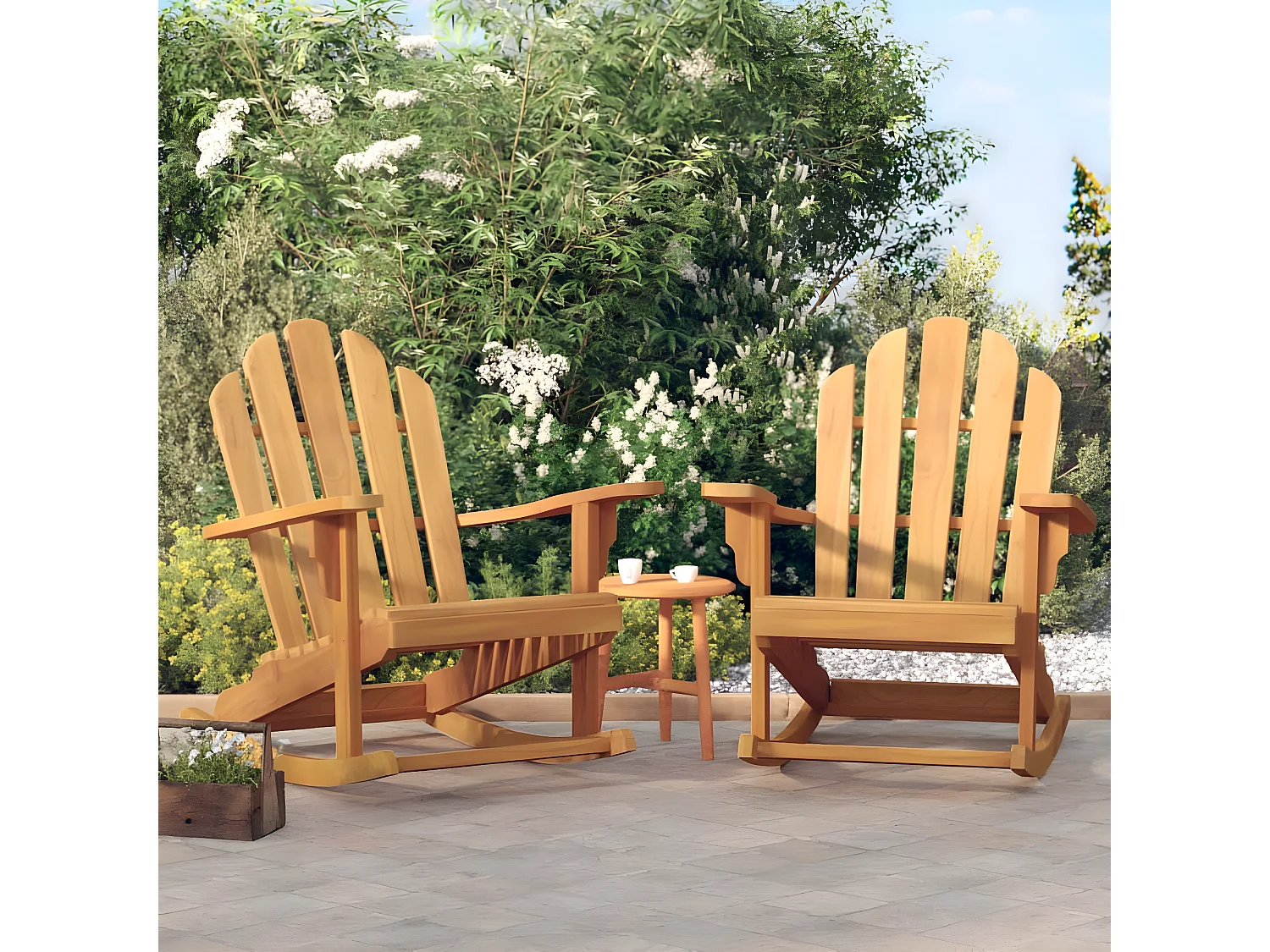Sedie Dondolo Adirondack Giardino 2pz 79x100x103 Massello Teak