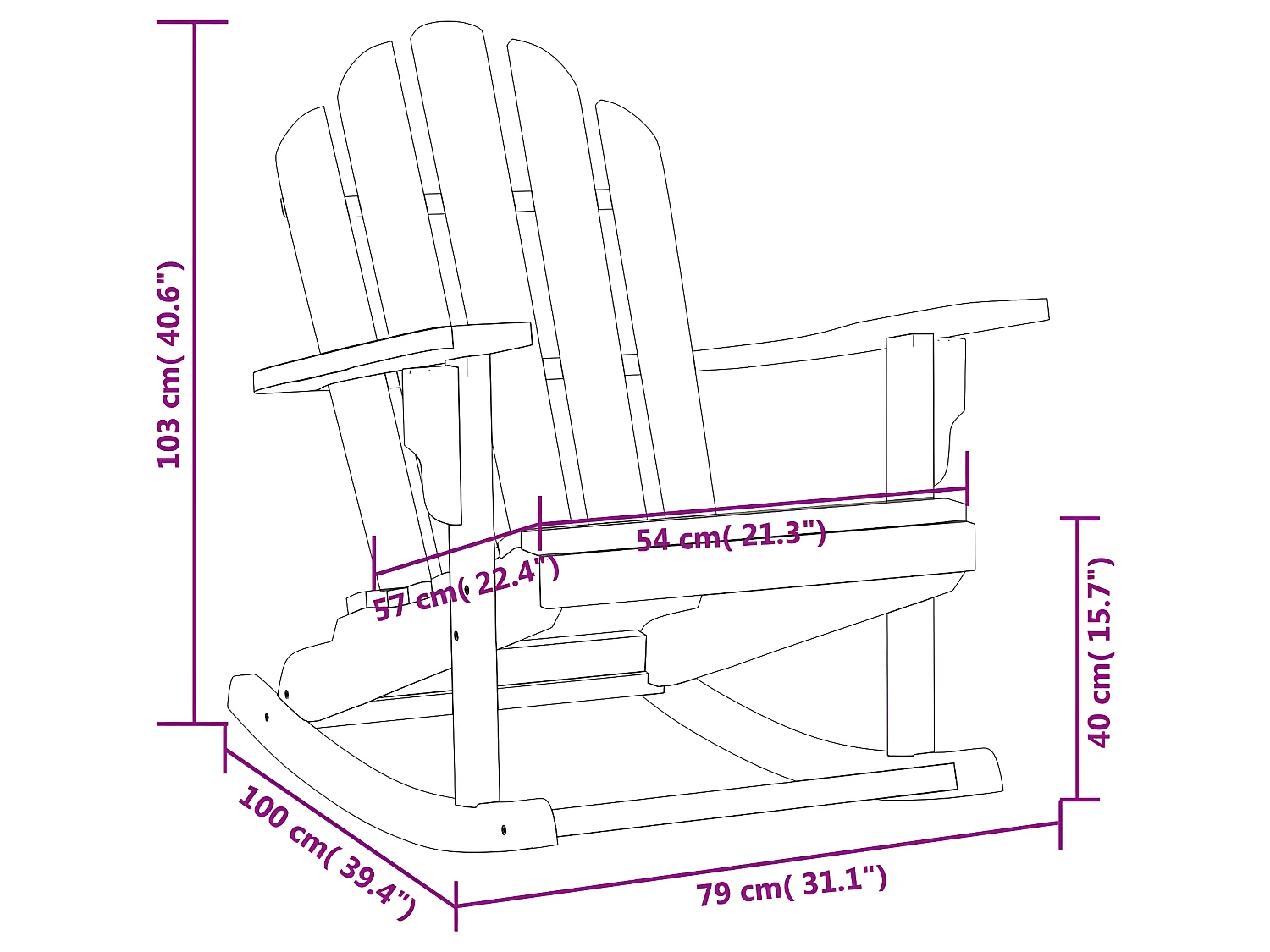 Sedie Dondolo Adirondack Giardino 2pz 79x100x103 Massello Teak