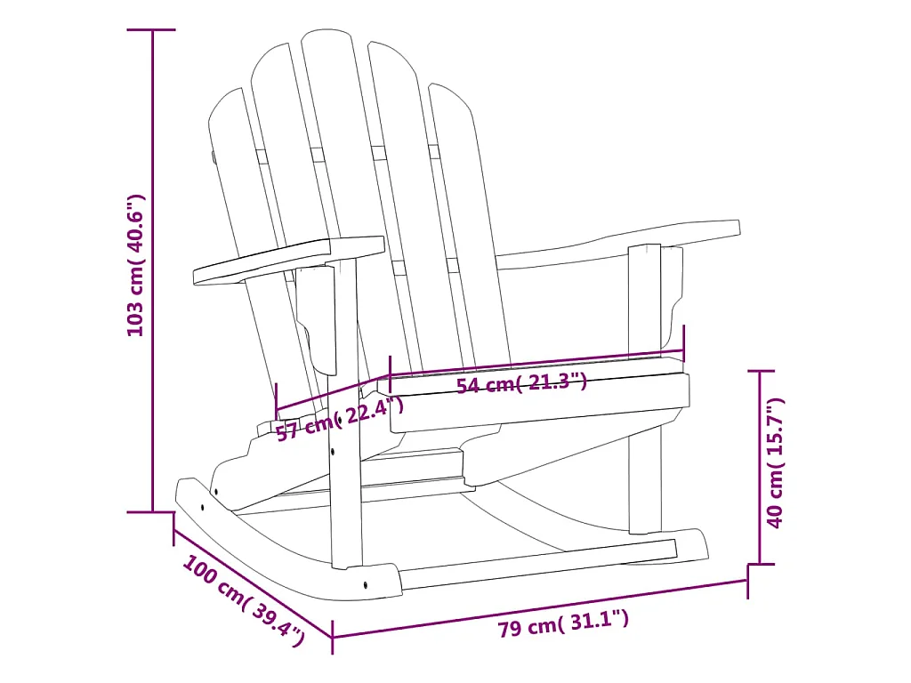 Chaises à bascule de jardin lot de 2 Adirondack teck solide