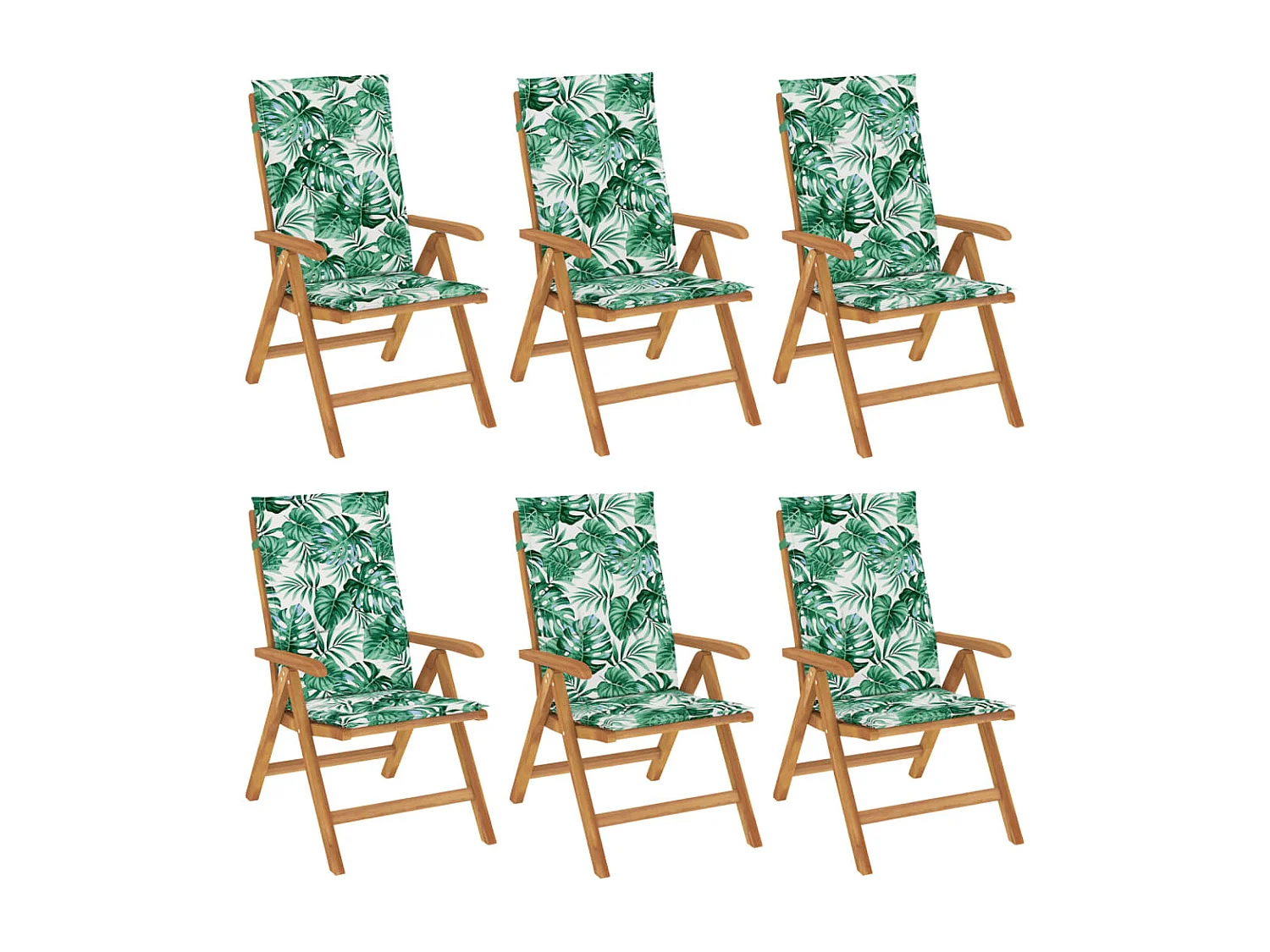 Chaises de jardin inclinables et coussins lot de 6 bois teck