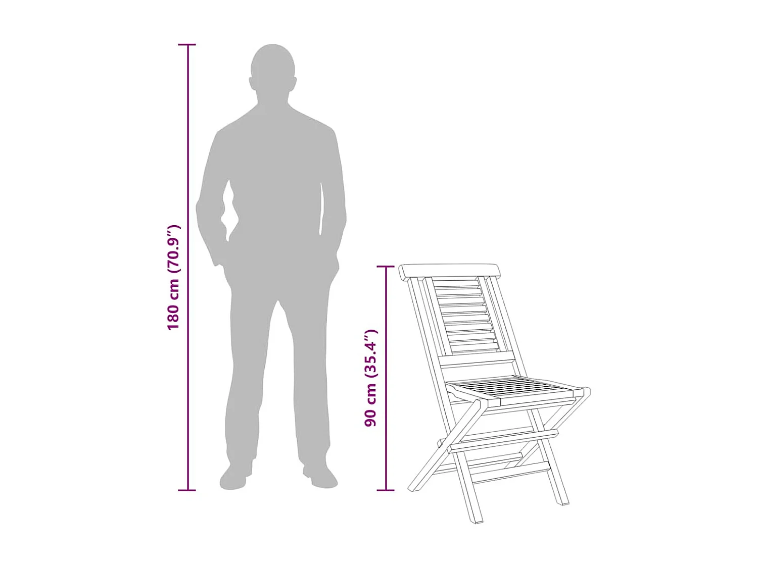 Chaises de jardin pliantes lot de 4 47x63x90cm bois massif teck