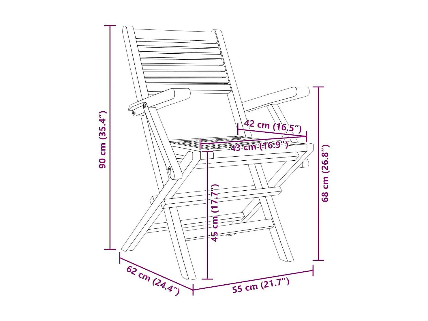 Tuinstoelen inklapbaar 8 st 55x62x90 cm massief teakhout