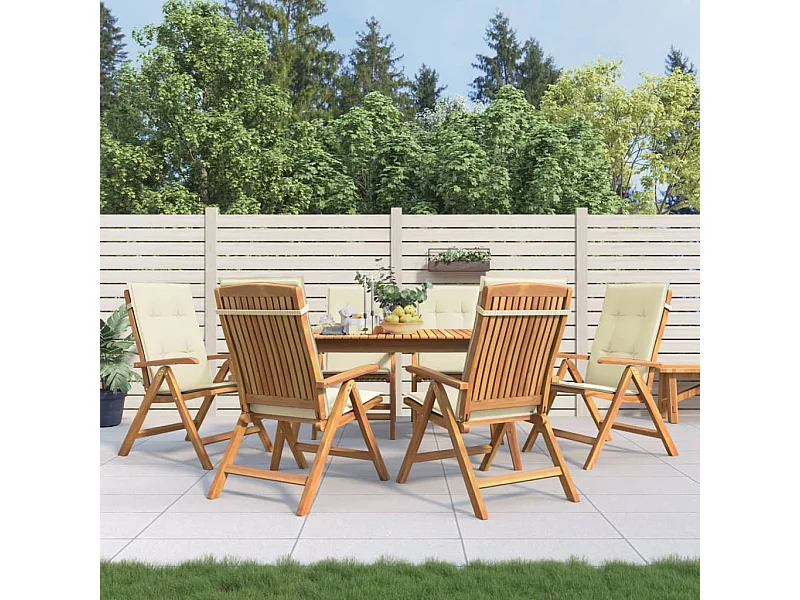 Tuinstoelen 6 st verstelbaar met kussens massief teakhout