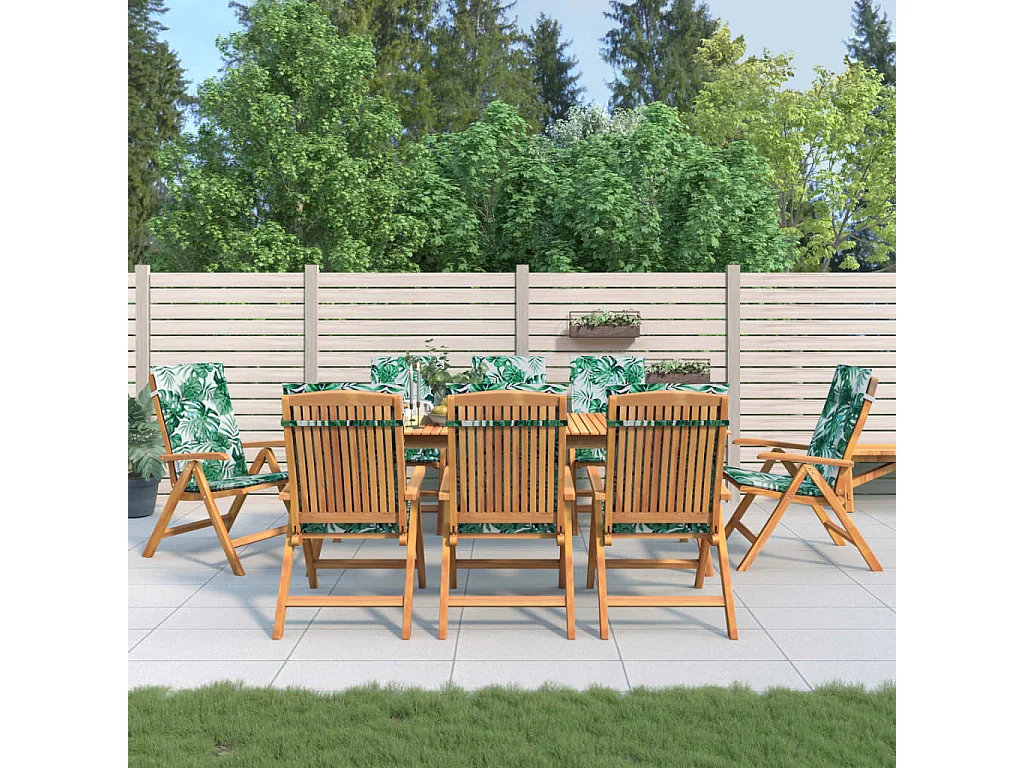 Chaises de jardin inclinables et coussins lot de 8 teck solide