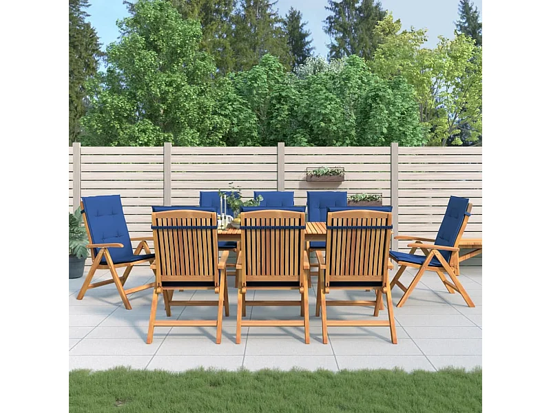 Gartenstühle mit Auflagen 8 Stk. Massivholz Teak