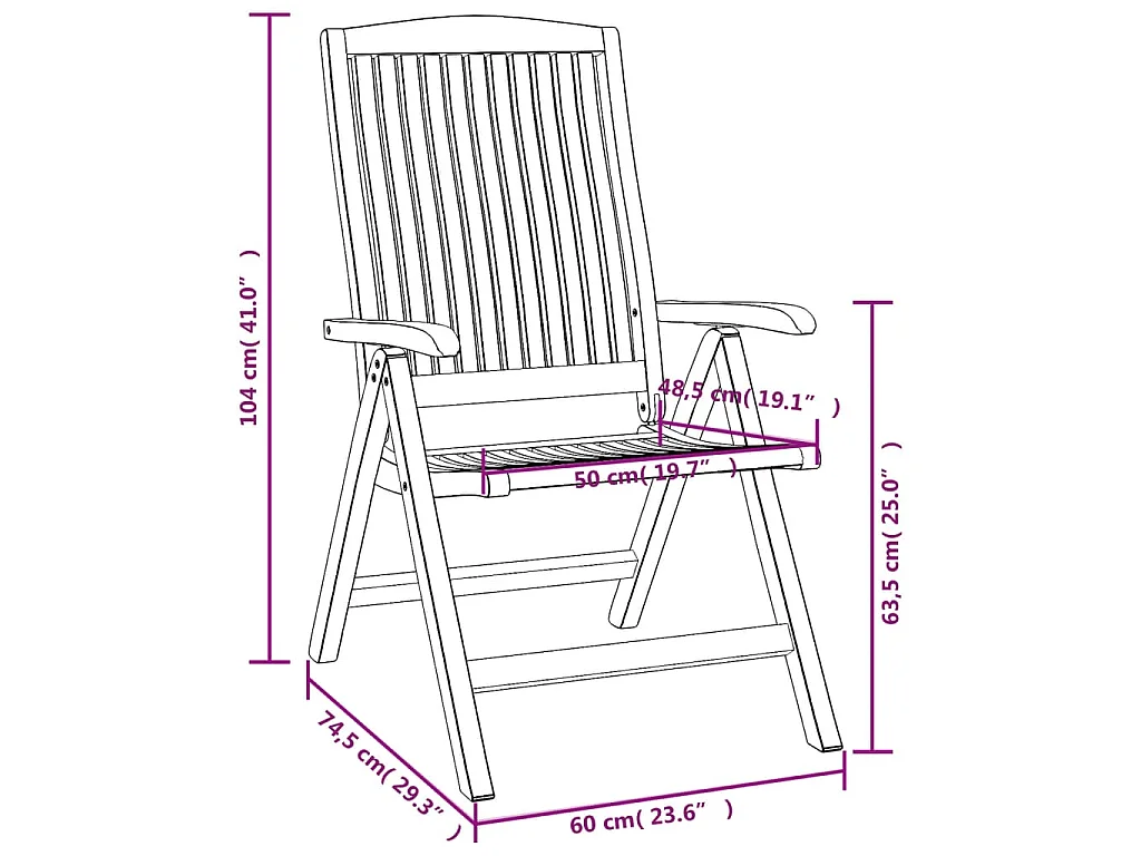 Tuinstoelen 4 st verstelbaar met kussens massief teakhout