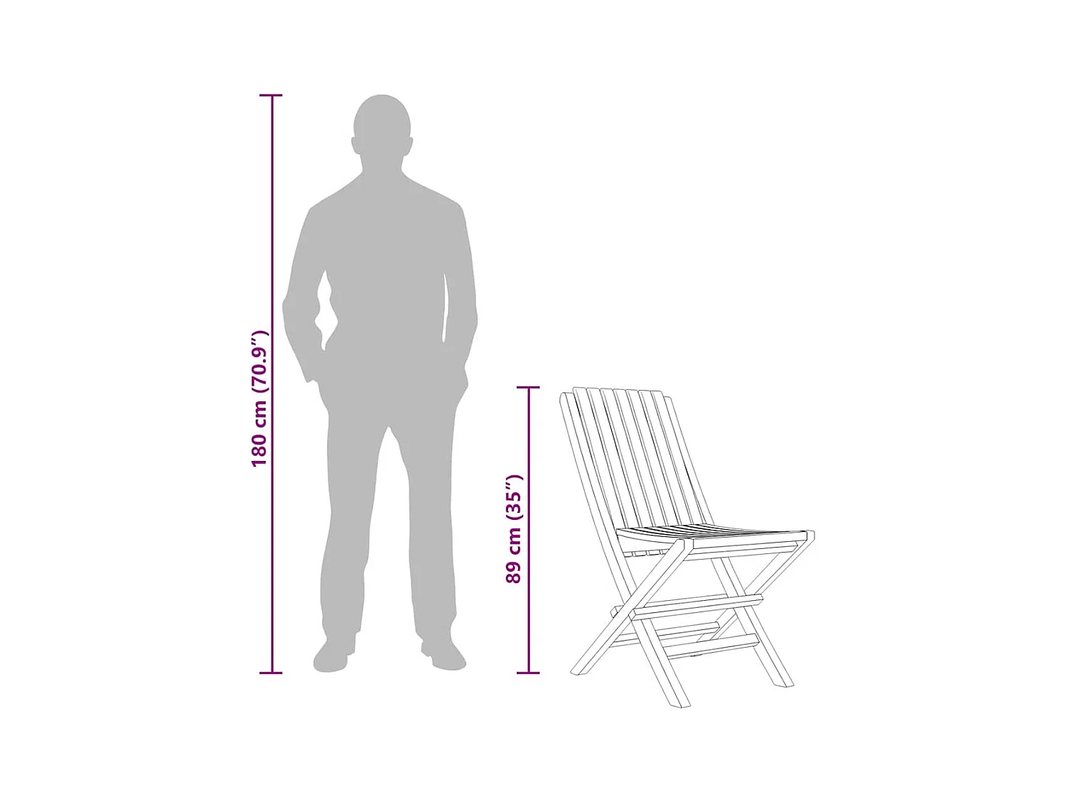 Chaises de jardin pliantes lot de 4 47x47x89cm bois massif teck