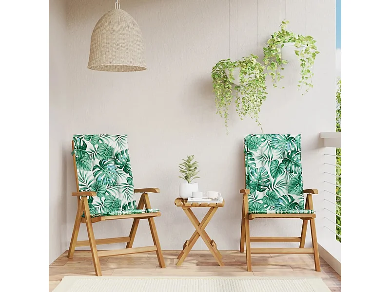 Chaises de jardin inclinables lot de 2 et coussins teck massif