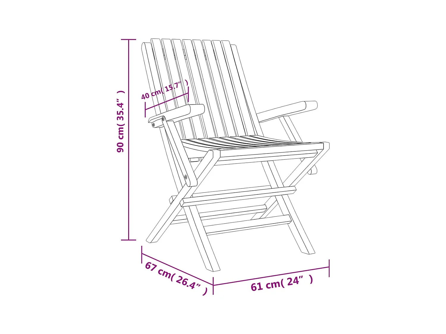 Chaises de jardin pliantes lot de 4 61x67x90cm bois massif teck