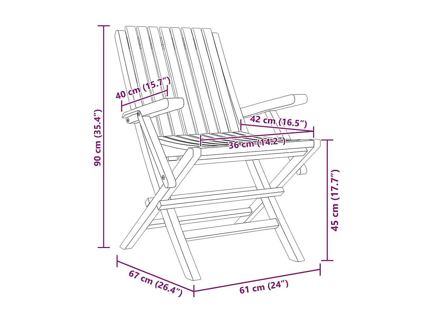 Chaises de jardin pliantes lot de 8 61x67x90cm bois massif teck