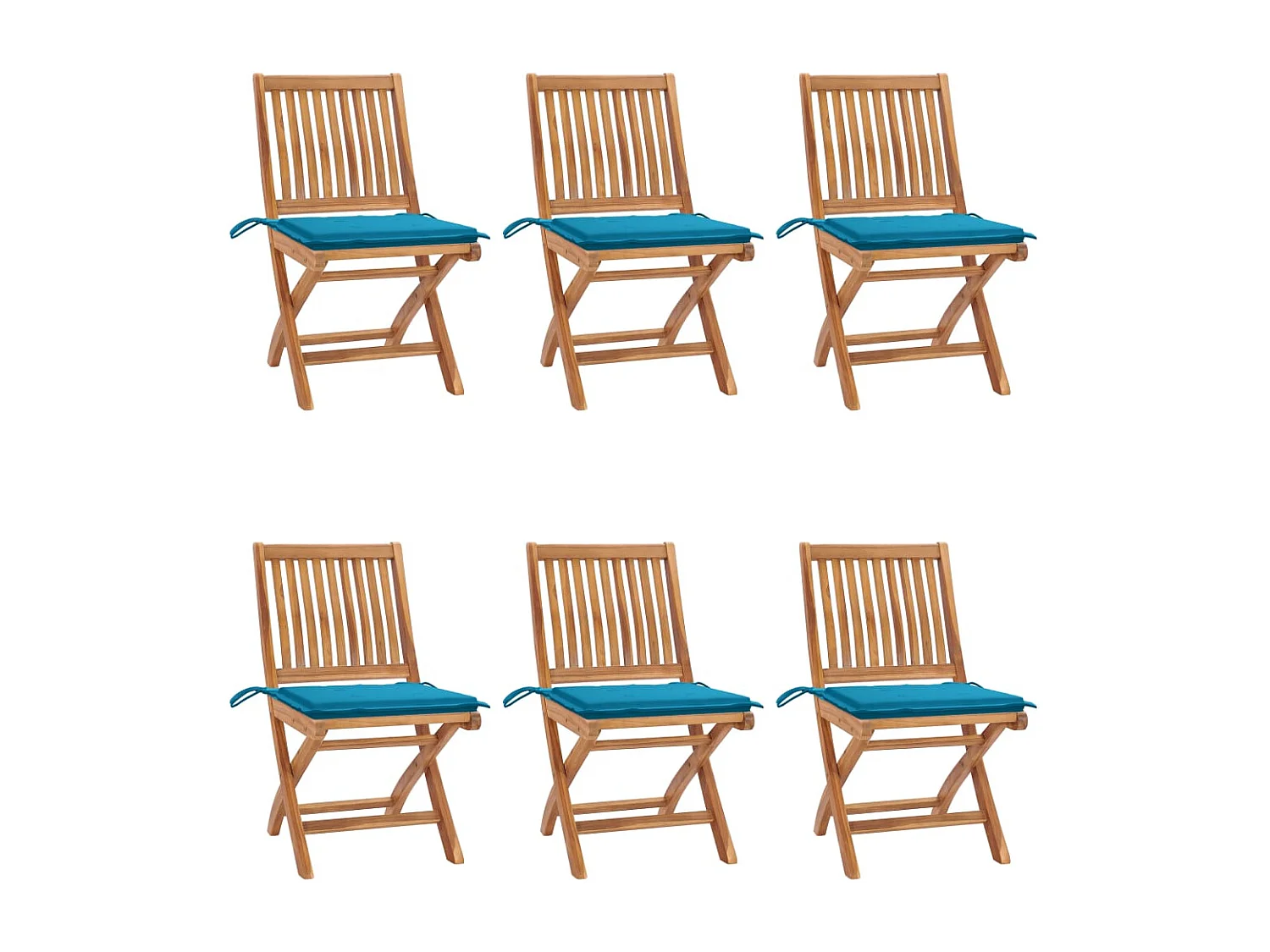 Chaises pliables de jardin avec coussins lot de 6 Bois de teck
