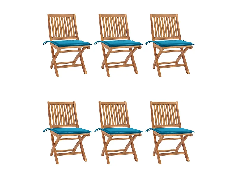 Chaises pliables de jardin avec coussins lot de 6 Bois de teck