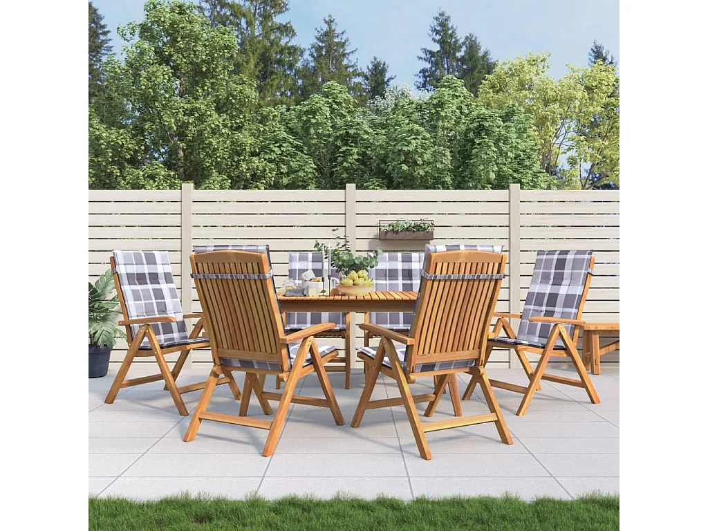 Gartenstühle mit Kissen 6 Stk. Massivholz Teak