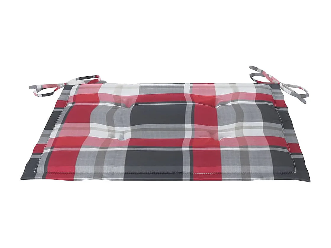 Chaises de jardin et coussins à carreaux rouge lot de 8 Teck