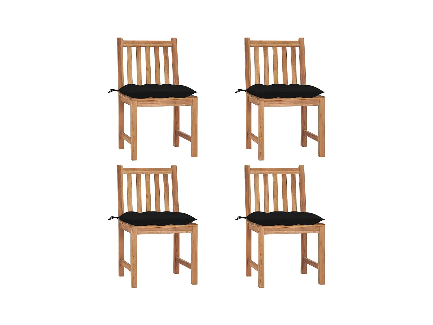 Chaises de jardin lot de 4 avec coussins Bois de teck massif