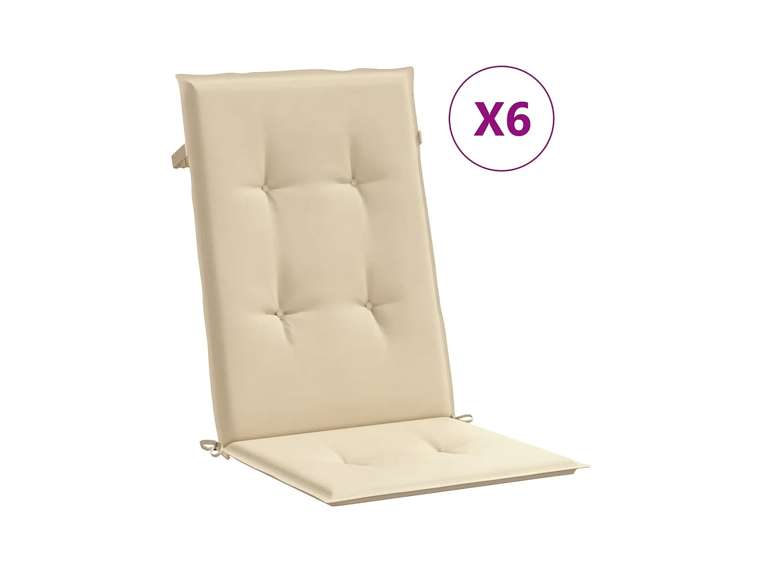 Sedie da Giardino Reclinabili con Cuscini 6 pz in Legno di Teak