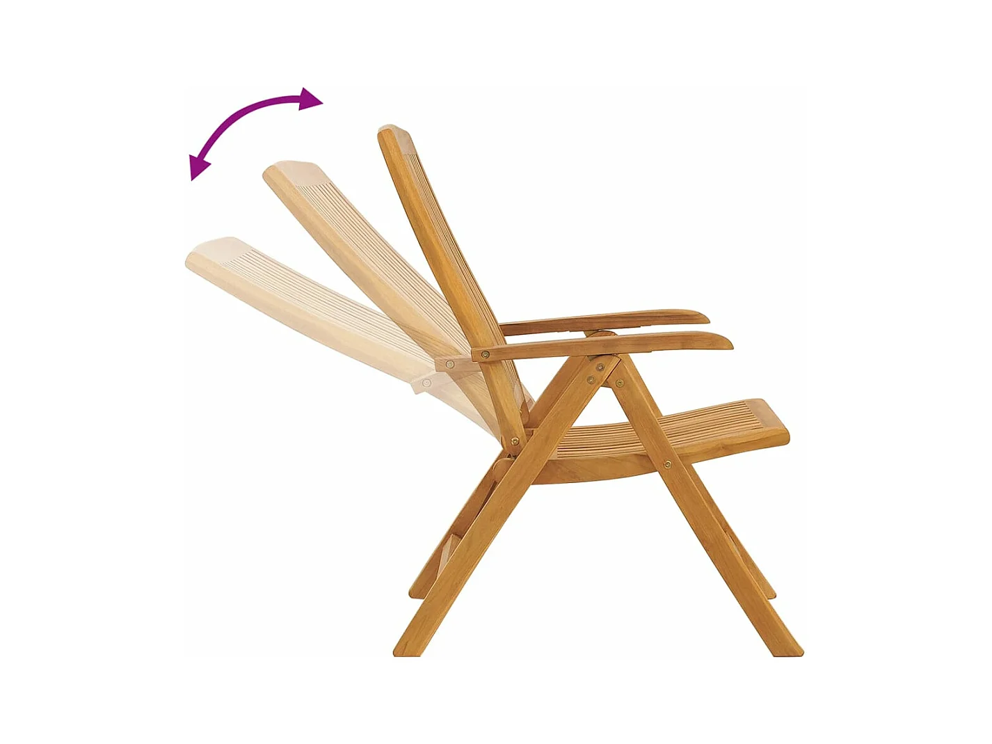 Sedie da Giardino Reclinabili con Cuscini 6 pz in Legno di Teak