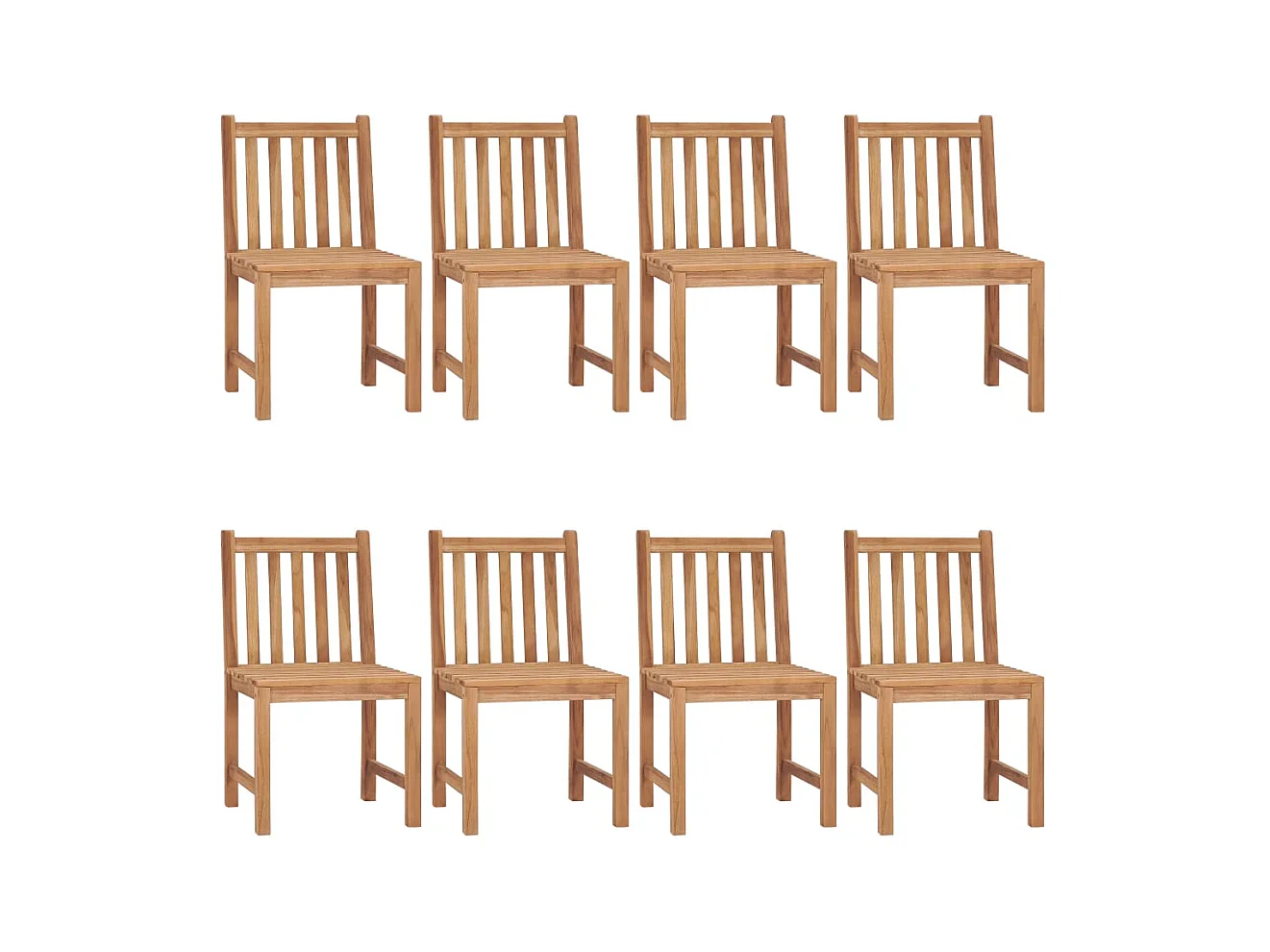 Chaises de jardin lot de 8 avec coussins Bois de teck massif