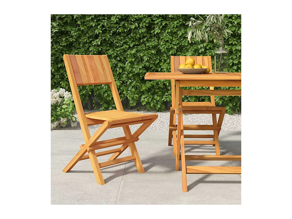 Chaises de jardin pliantes lot de 2 47x61x90cm bois massif teck