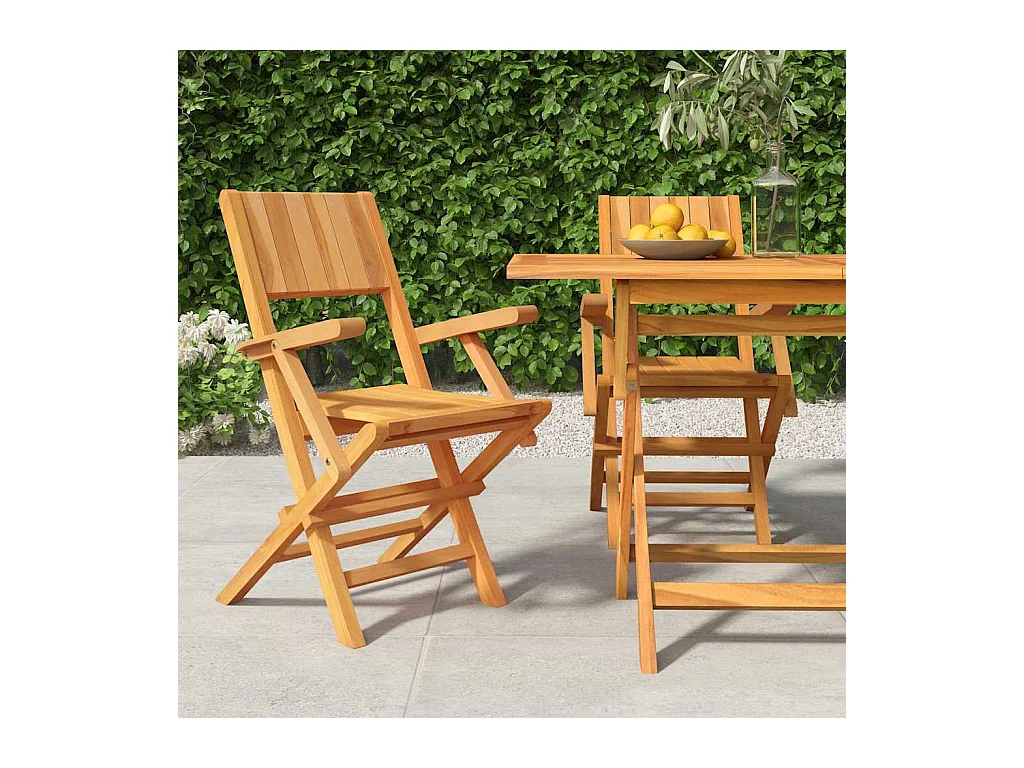 Sedie da Giardino Pieghevoli 2pz 55x61x90cm Legno Massello Teak