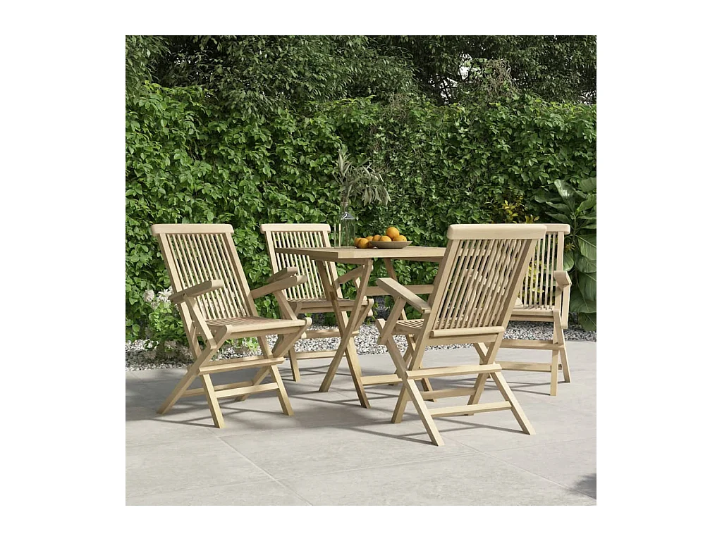 Chaises de jardin pliantes lot de 4 gris 56x61x89 cm bois teck