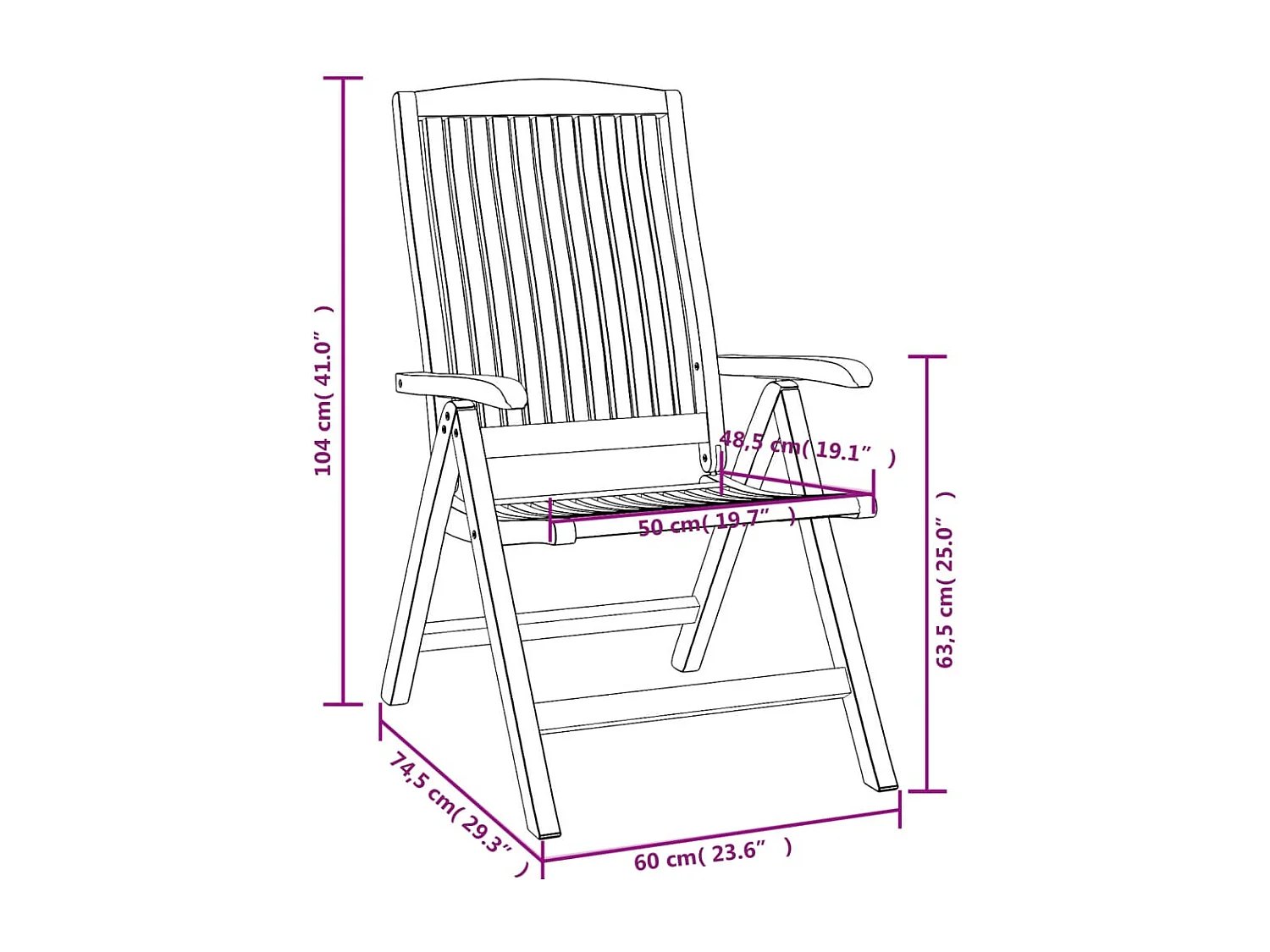 Tuinstoelen 2 st verstelbaar met kussens massief teakhout