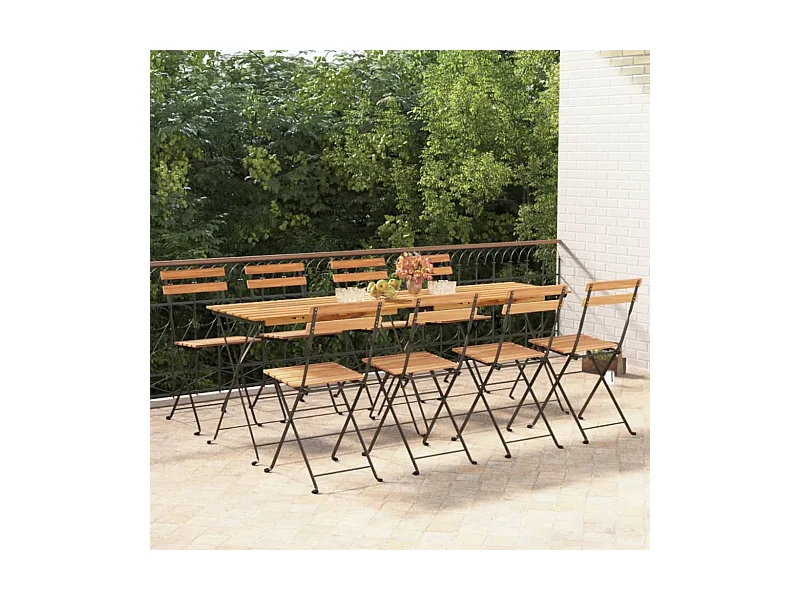 Chaises de bistrot pliantes lot de 8 Bois teck solide et acier