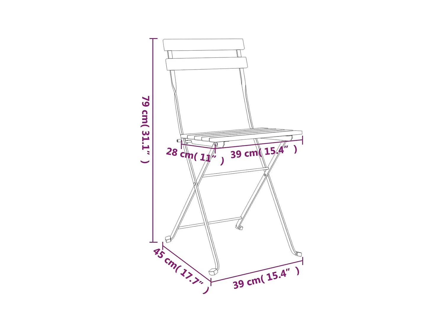 Bistrostoelen 8 st inklapbaar massief teakhout en staal
