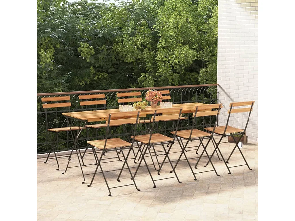 Chaises de bistrot pliantes lot de 8 Bois teck solide et acier