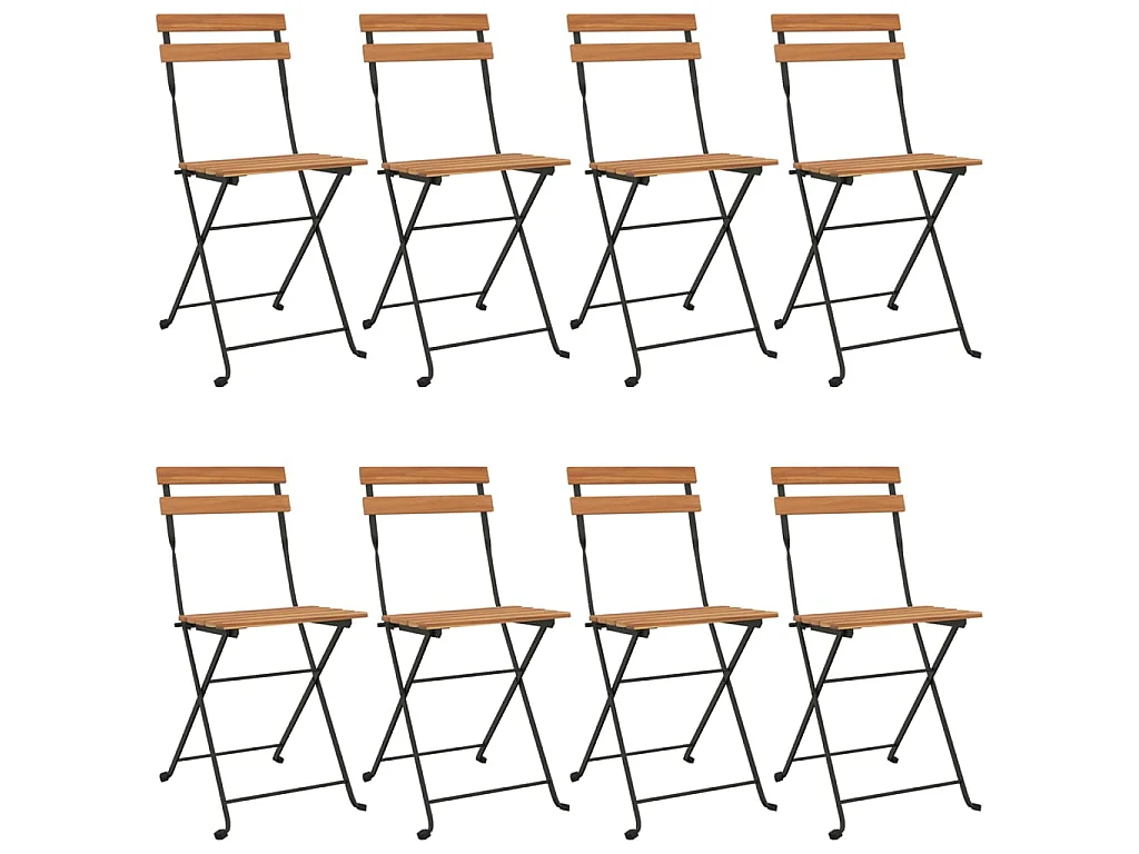 Chaises de bistrot pliantes lot de 8 Bois teck solide et acier