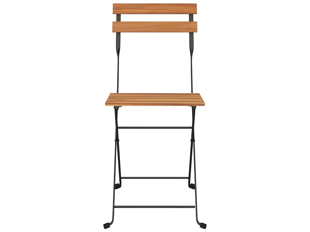 Chaises de bistrot pliantes lot de 8 Bois teck solide et acier