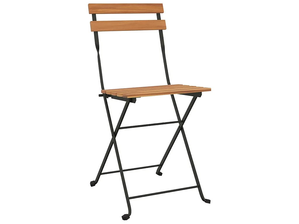 Chaises de bistrot pliantes lot de 8 Bois teck solide et acier