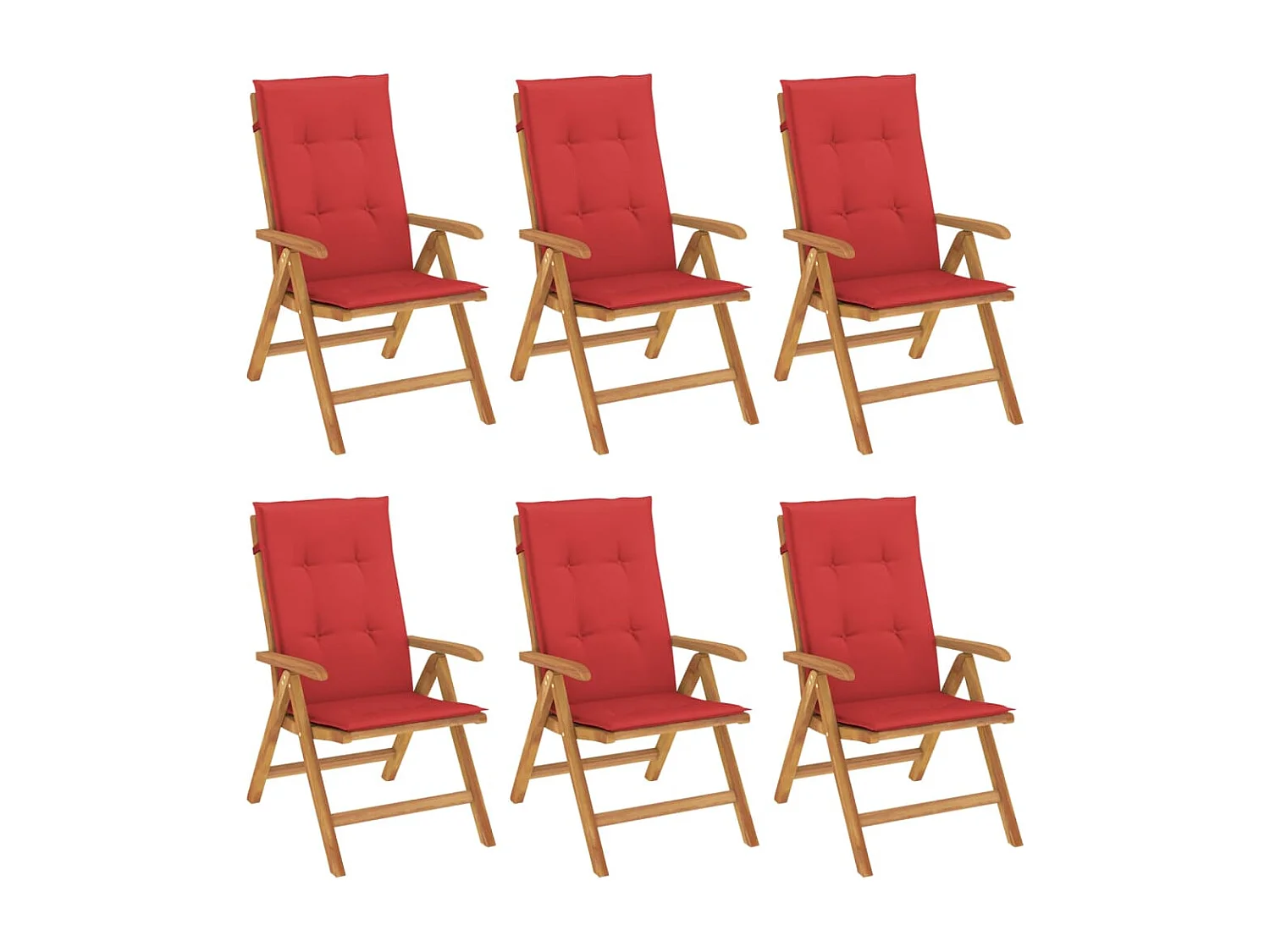 Chaises de jardin inclinables et coussins lot de 6 bois teck