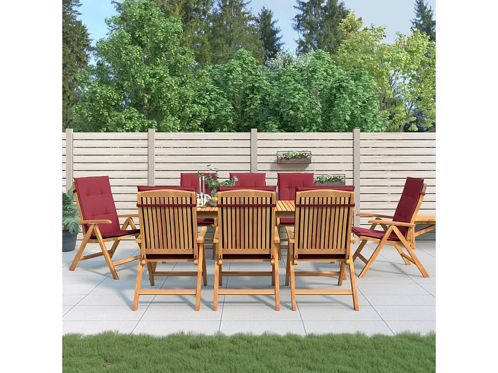 Gartenstühle mit Auflagen 8 Stk. Massivholz Teak