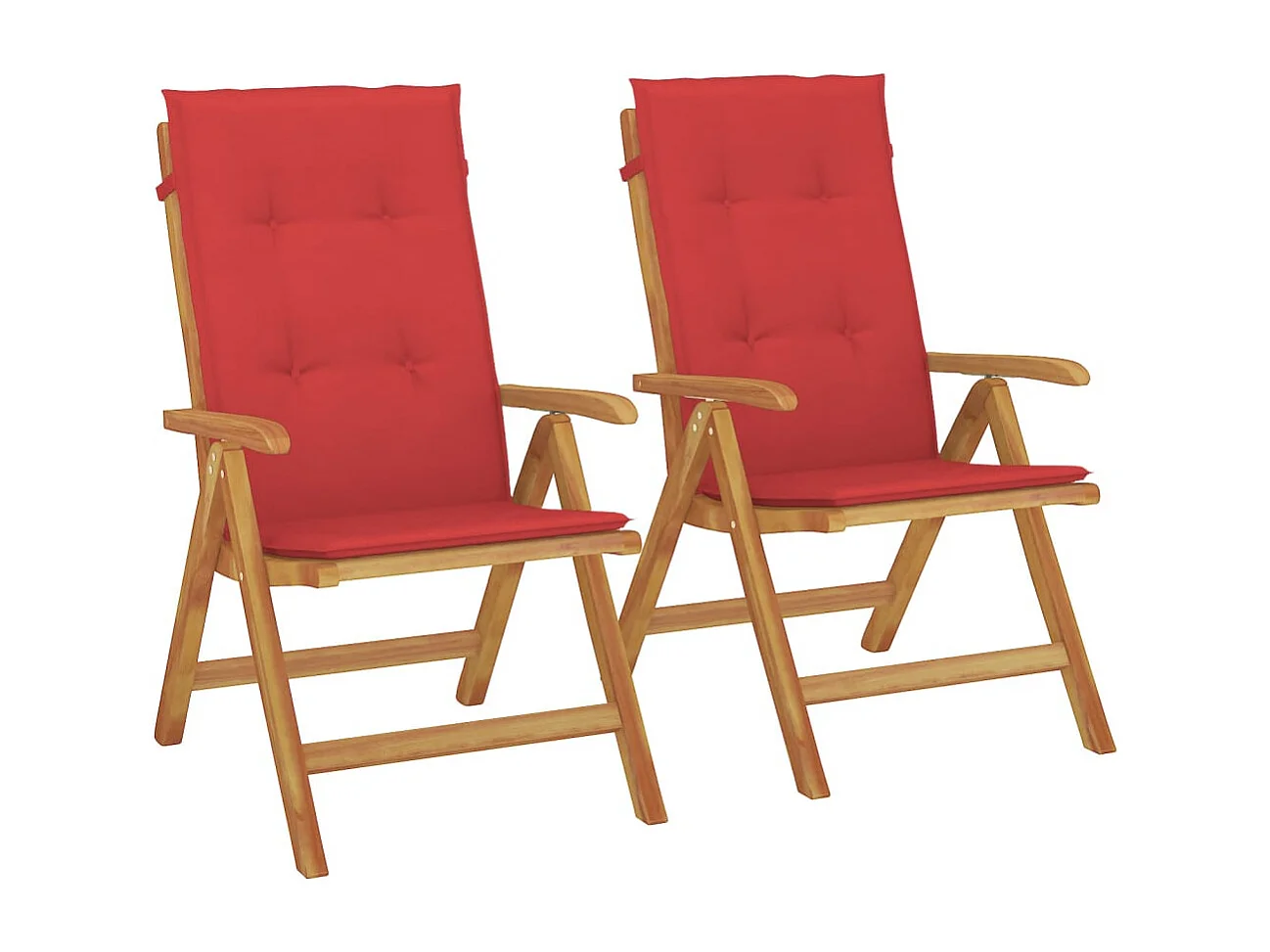 Chaises de jardin inclinables lot de 2 et coussins teck massif
