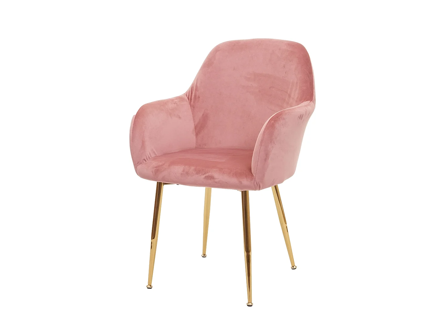 Chaise de salle à manger MCW-F18,  velours vieux rose, pieds dorés