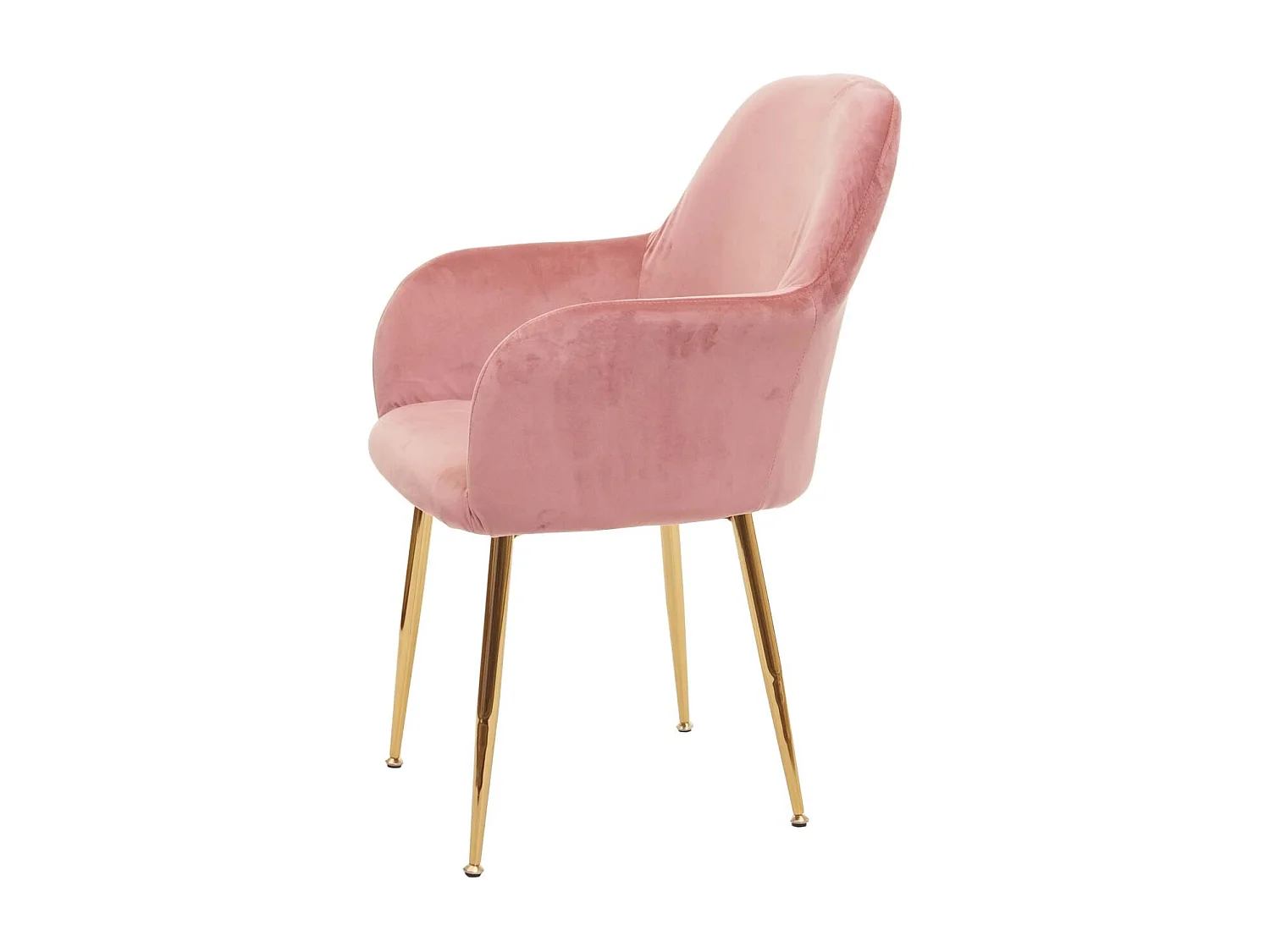Silla de comedor MCW-F18,  terciopelo rosa viejo, patas doradas