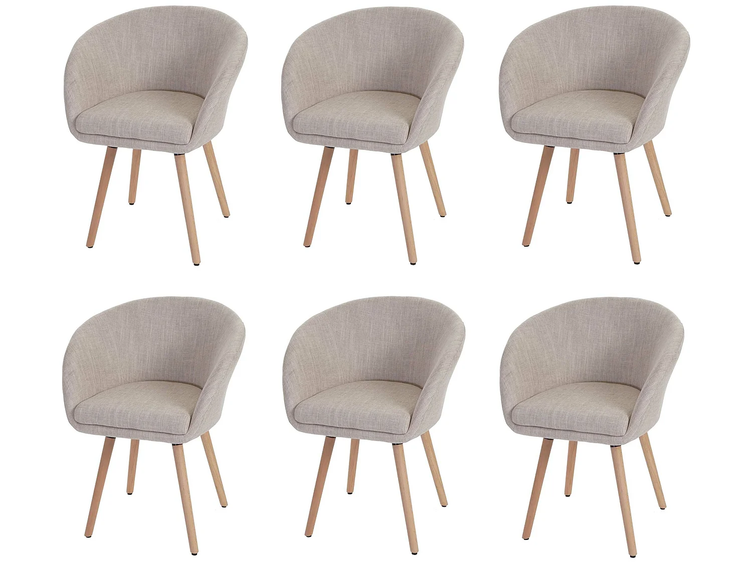 Eetkamerstoel Vaasa T633 (set van 6),  textiel, crème/grijs