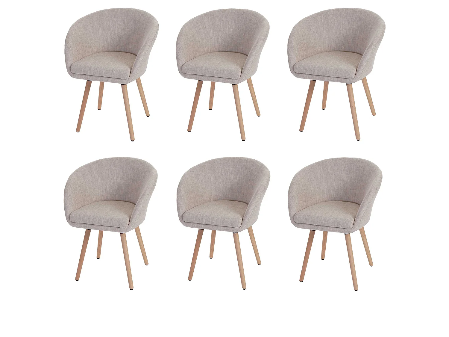 Krzesło do jadalni Vaasa T633 (zestaw 6 sztuk),  tekstylny, kremowy/szary