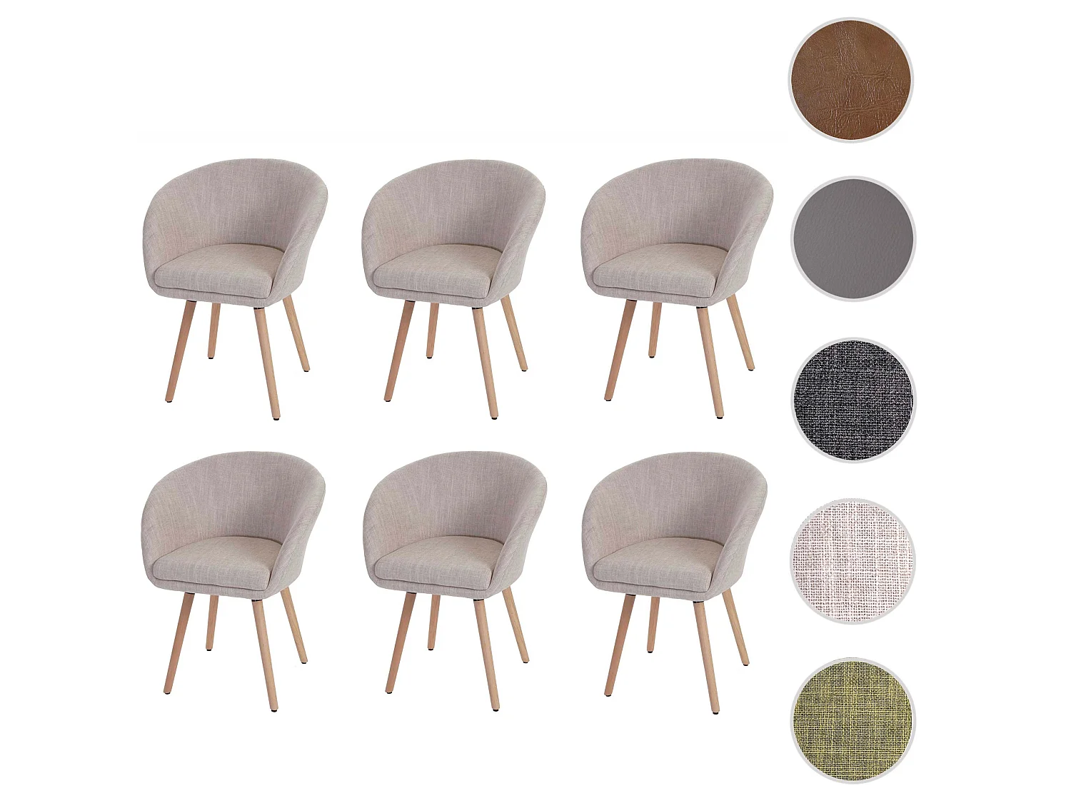 Krzesło do jadalni Vaasa T633 (zestaw 6 sztuk),  tekstylny, kremowy/szary
