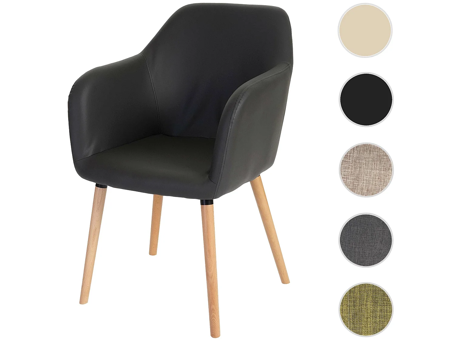 Eetkamerstoel Vaasa T381,  kunstleer, grijs, lichte poten