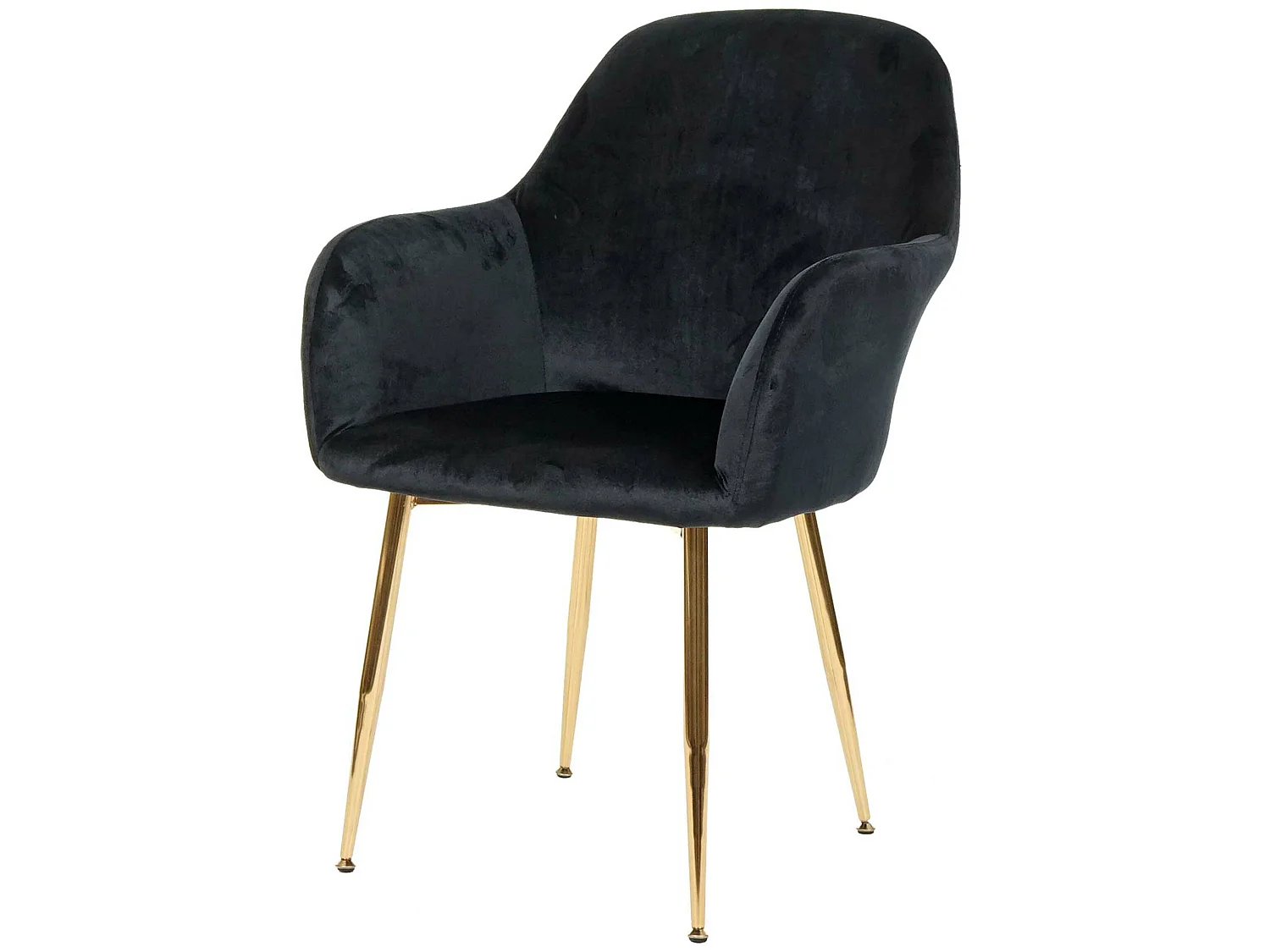Cadeira de jantar MCW-F18,  veludo preto, pernas douradas