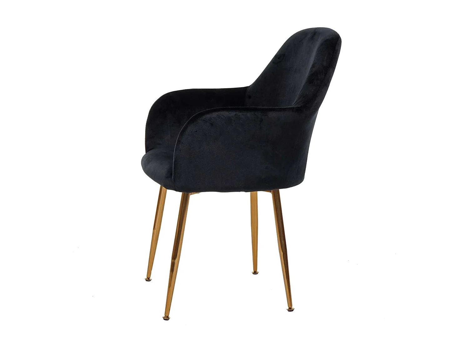Chaise de salle à manger MCW-F18,  velours noir, pieds dorés