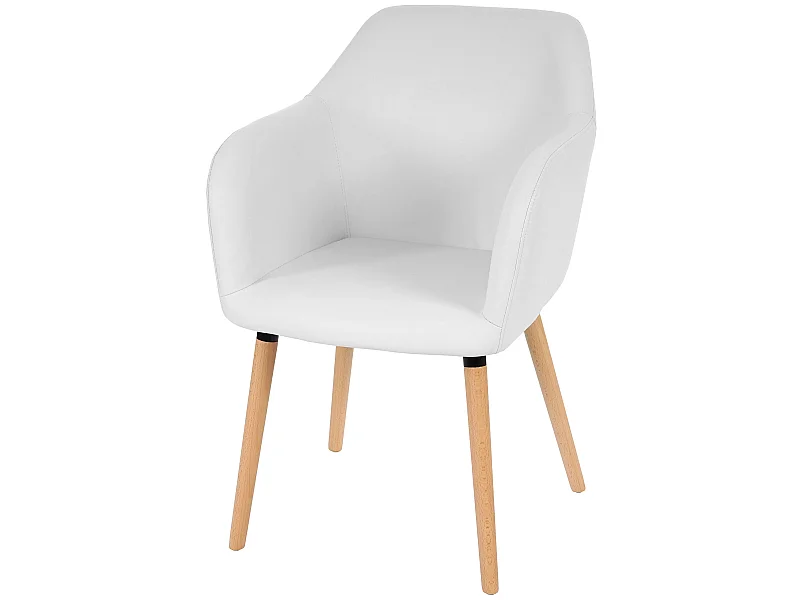 Silla de comedor Vaasa T381,  polipiel, blanco, patas claras