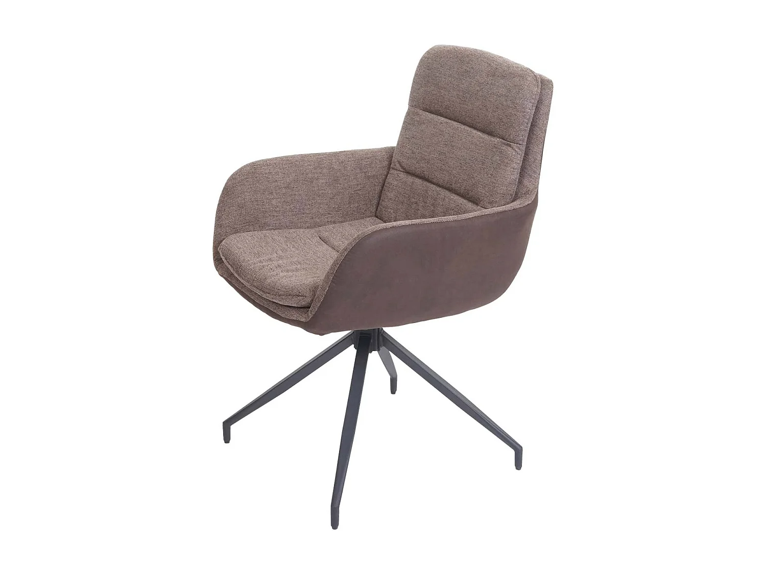 Sedia poltroncina girevole con braccioli elegante imbottita MCW-K32 tessuto marrone marrone scuro