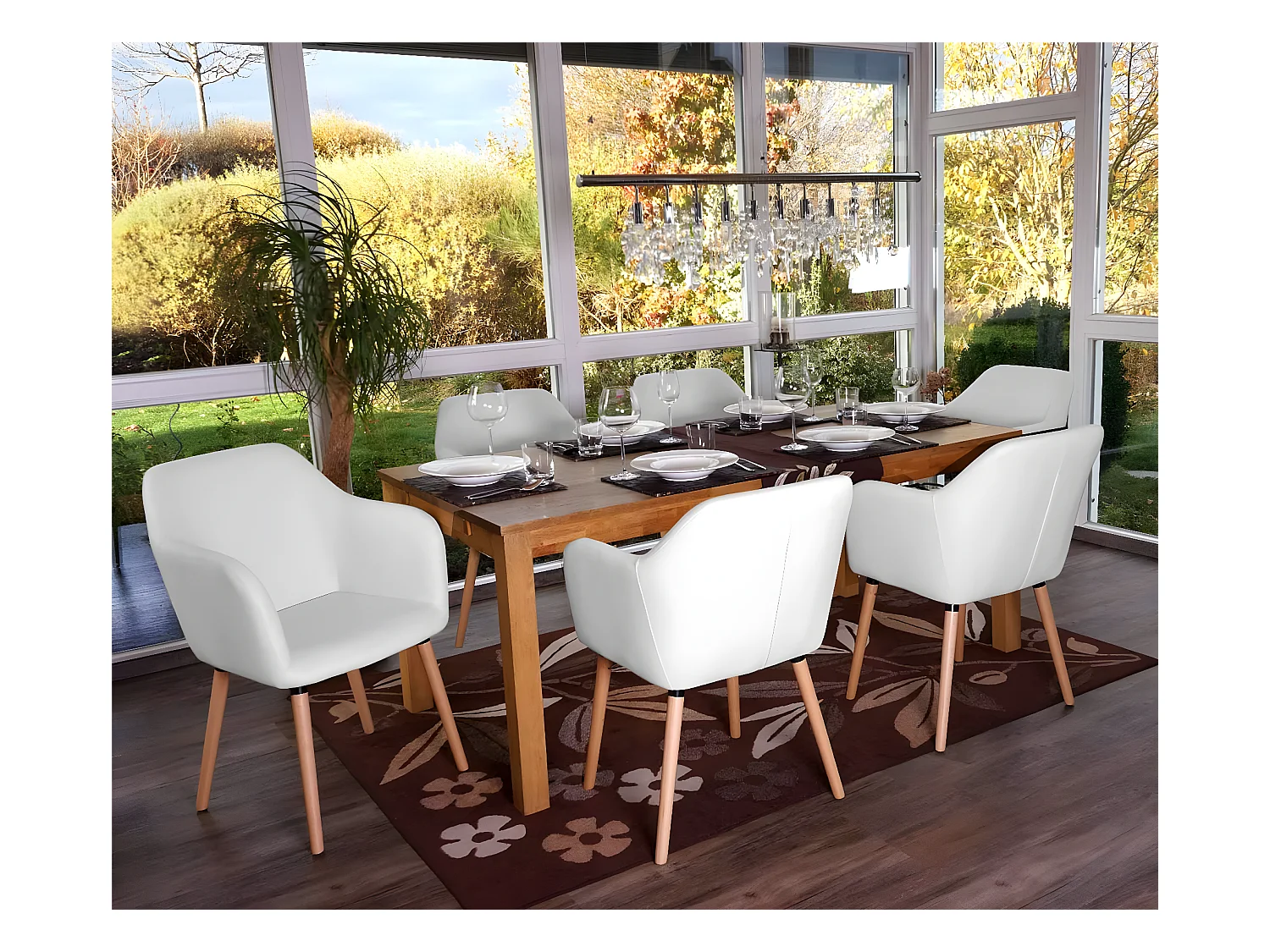Chaise de salle à manger Vaasa T381 (lot de 6),  similicuir, blanc