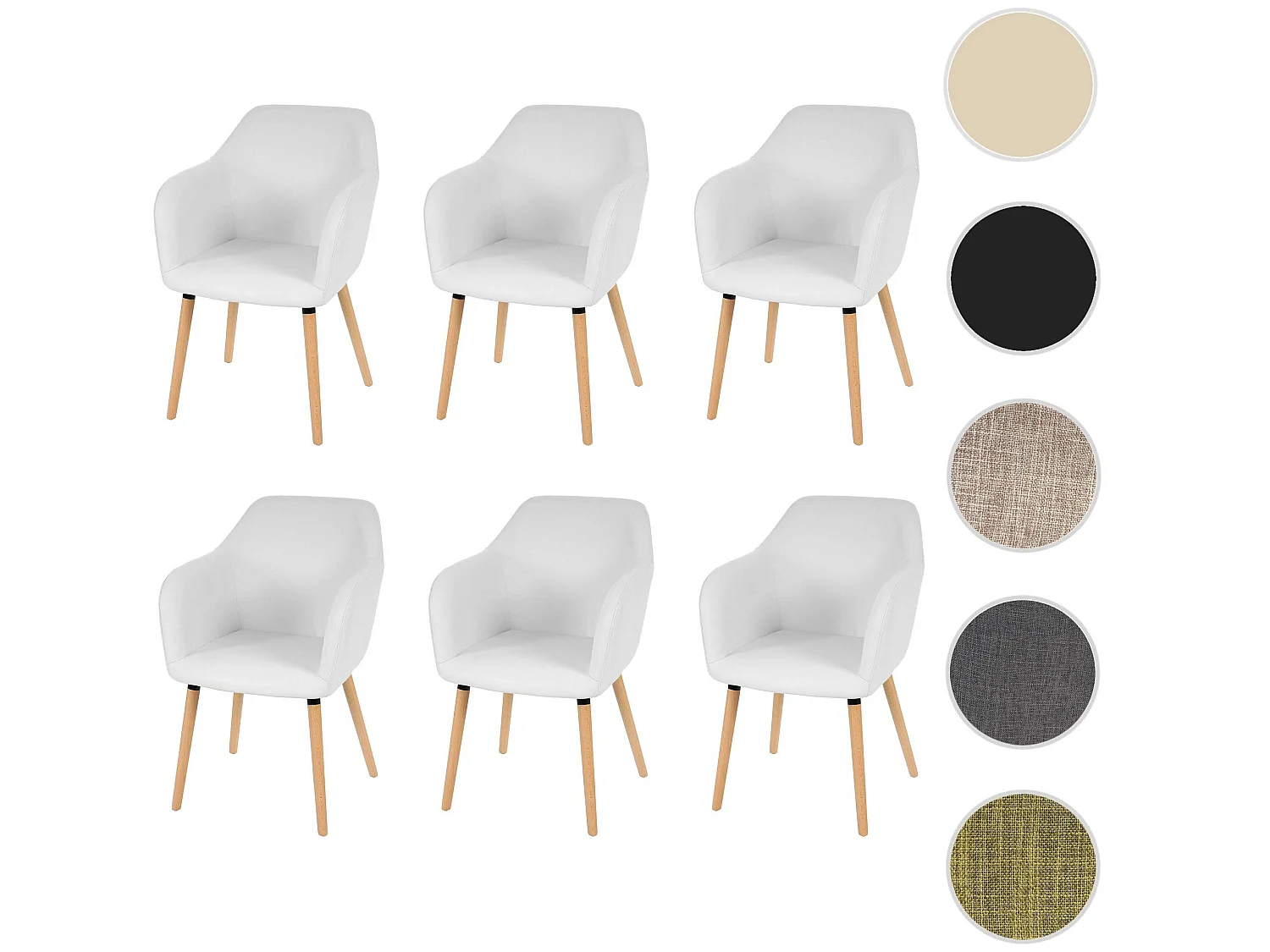 Chaise de salle à manger Vaasa T381 (lot de 6),  similicuir, blanc