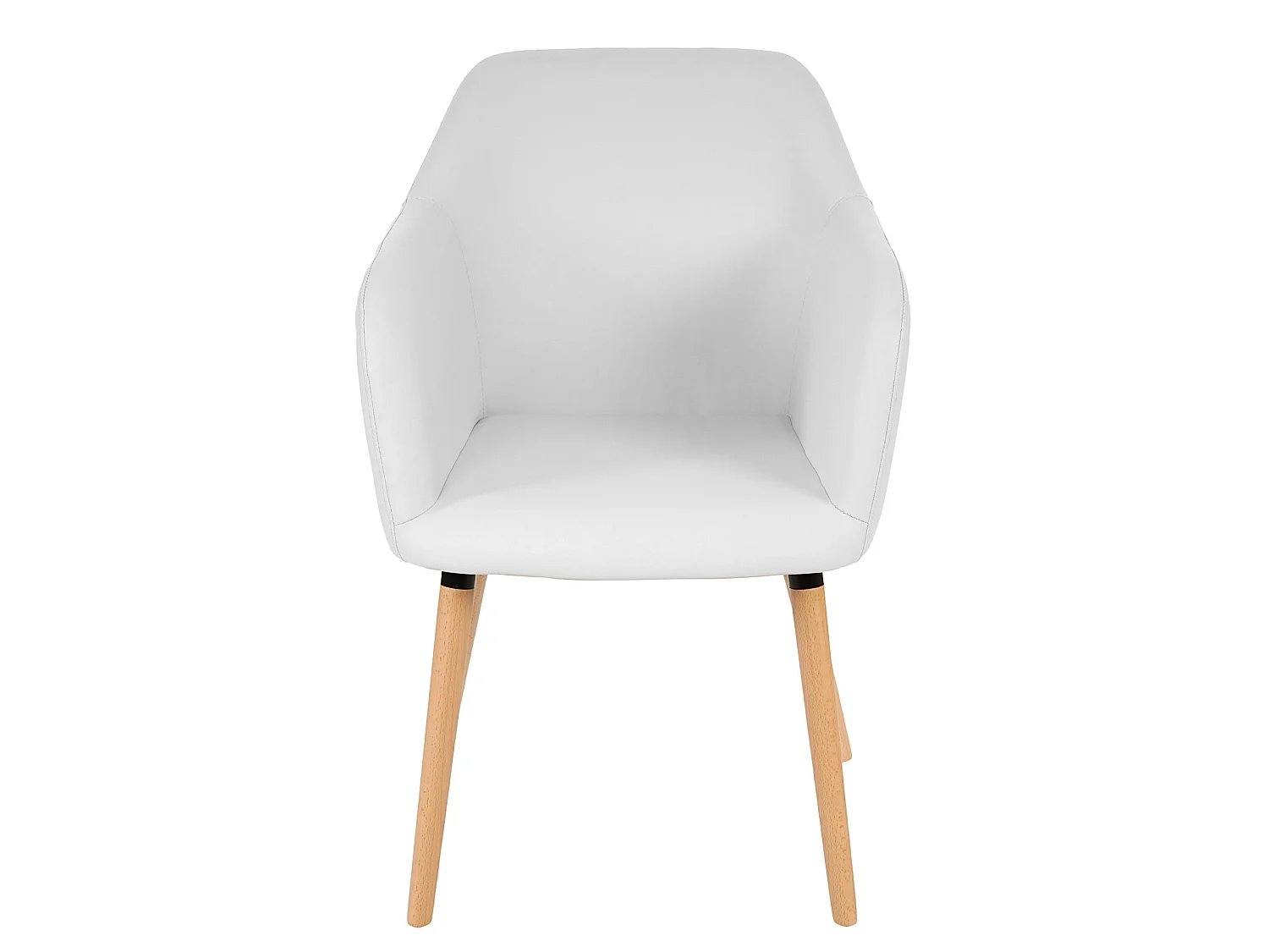 Krzesło do jadalni Vaasa T381 (zestaw 6 sztuk),  imitacja skóry, białe, jasne nogi