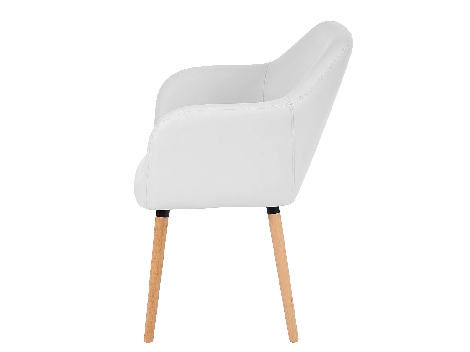 Krzesło do jadalni Vaasa T381 (zestaw 6 sztuk),  imitacja skóry, białe, jasne nogi