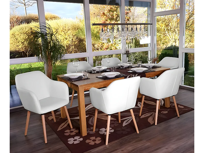 Chaise de salle à manger Vaasa T381 (lot de 6),  similicuir, blanc